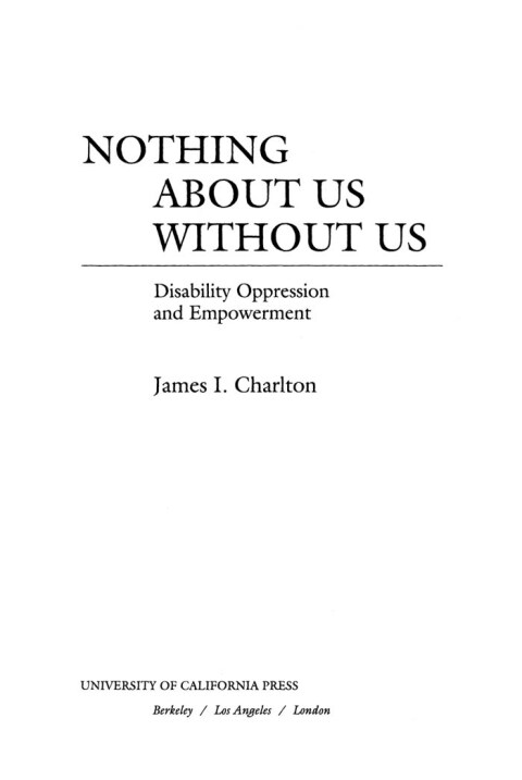 Cover image for book Nothing About Us Without Us