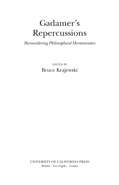 Cover image for book Gadamer’s Repercussions