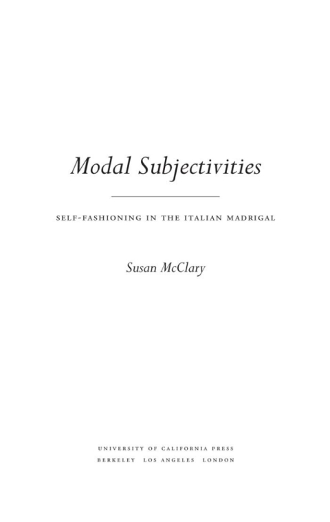 Cover image for book Modal Subjectivities