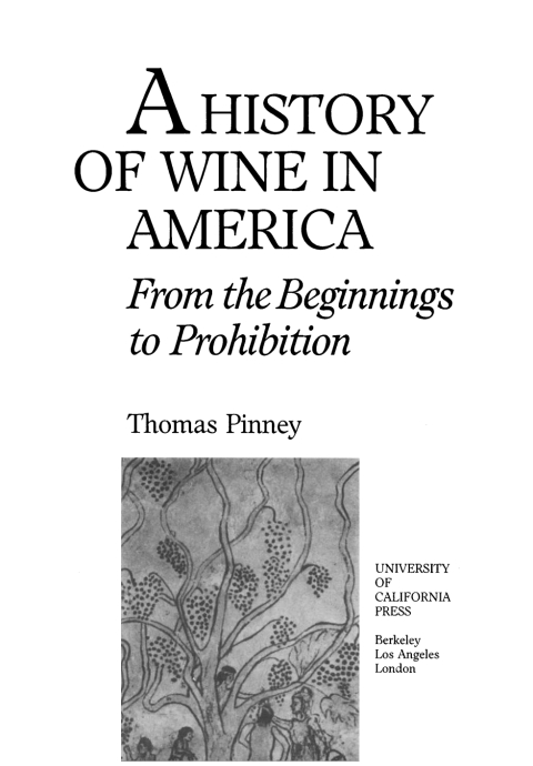 Cover image for book A History of Wine in America, Volume 1