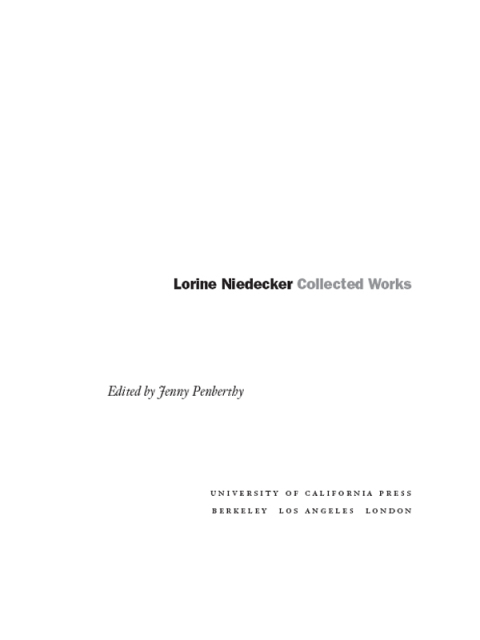 Cover image for book Lorine Niedecker
