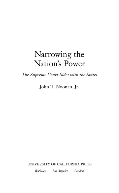 Cover image for book Narrowing the Nation's Power