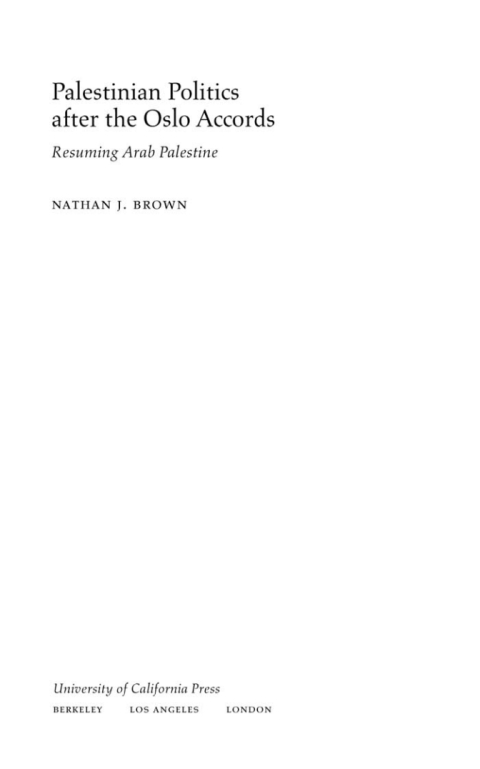 Cover image for book Palestinian Politics after the Oslo Accords