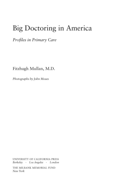 Cover image for book Big Doctoring in America