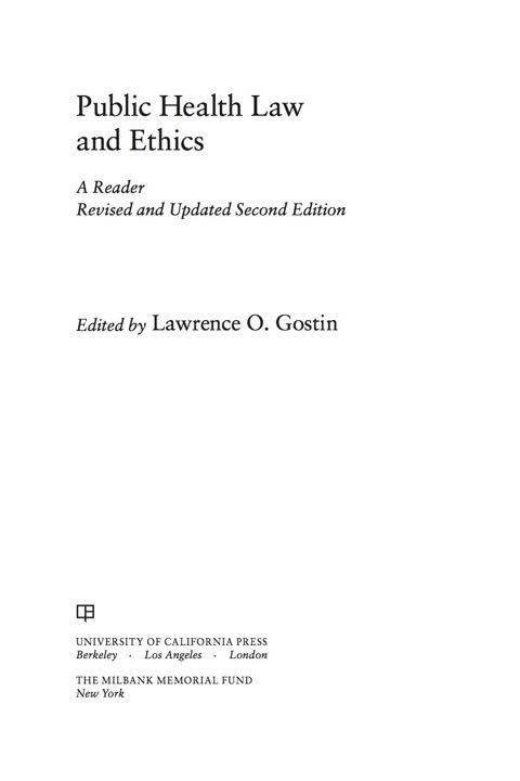 Cover image for book Public Health Law and Ethics