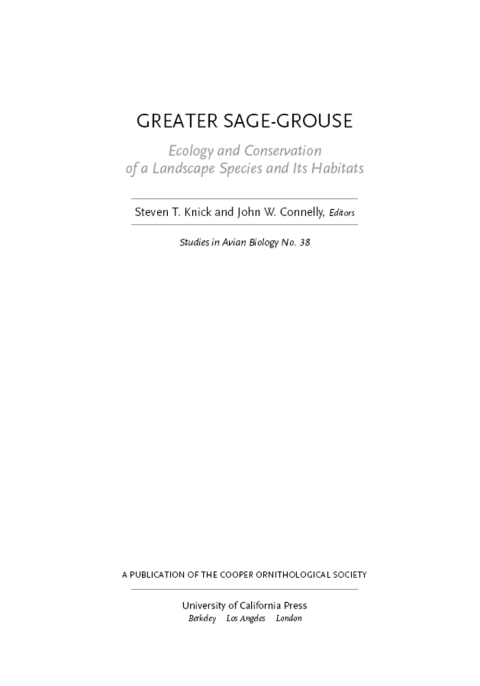 Cover image for book Greater Sage-Grouse