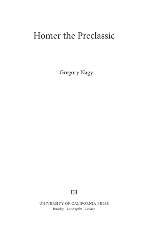 Cover image for book Homer the Preclassic