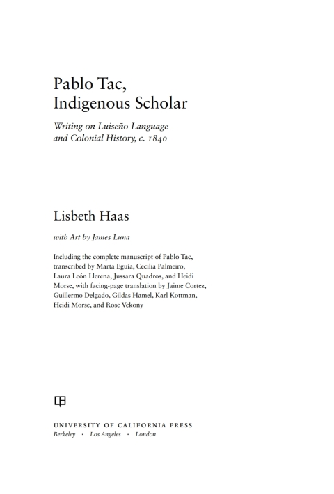 Cover image for book Pablo Tac, Indigenous Scholar