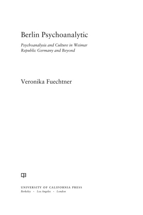 Cover image for book Berlin Psychoanalytic