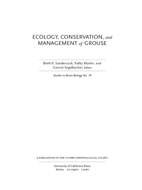 Cover image for book Ecology, Conservation, and Management of Grouse
