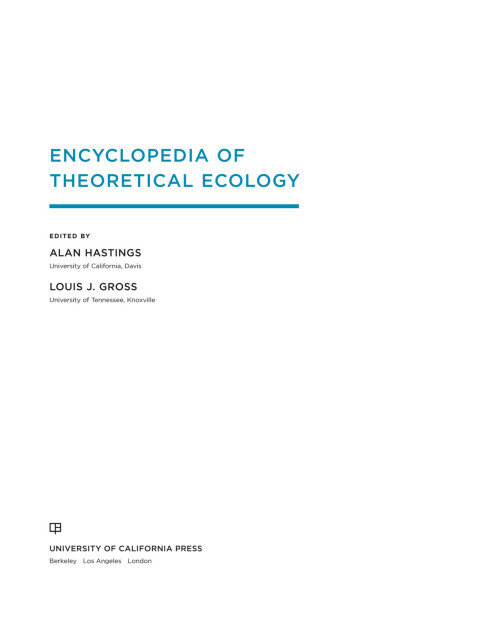 Cover image for book Encyclopedia of Theoretical Ecology