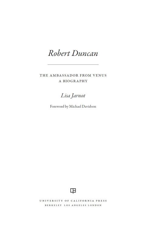 Cover image for book Robert Duncan, The Ambassador from Venus