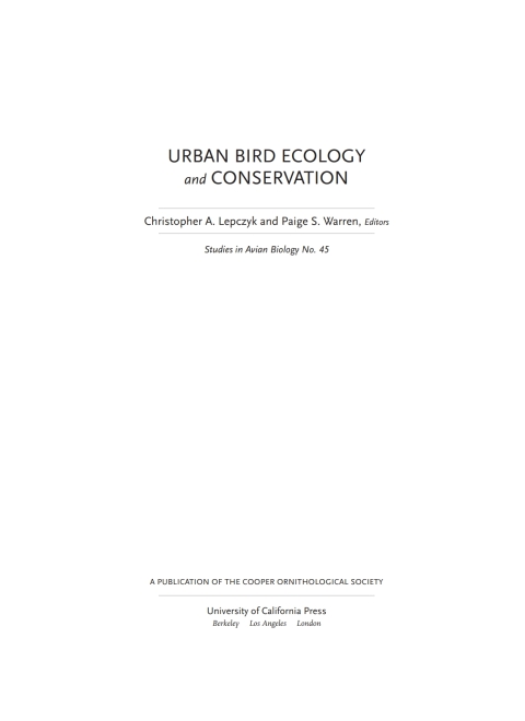 Cover image for book Urban Bird Ecology and Conservation