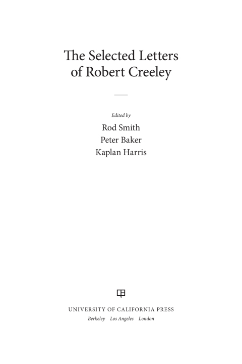 Cover image for book The Selected Letters of Robert Creeley