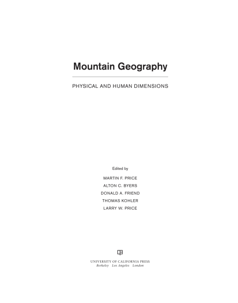 Cover image for book Mountain Geography