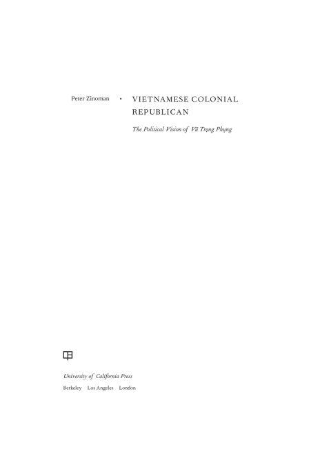 Cover image for book Vietnamese Colonial Republican