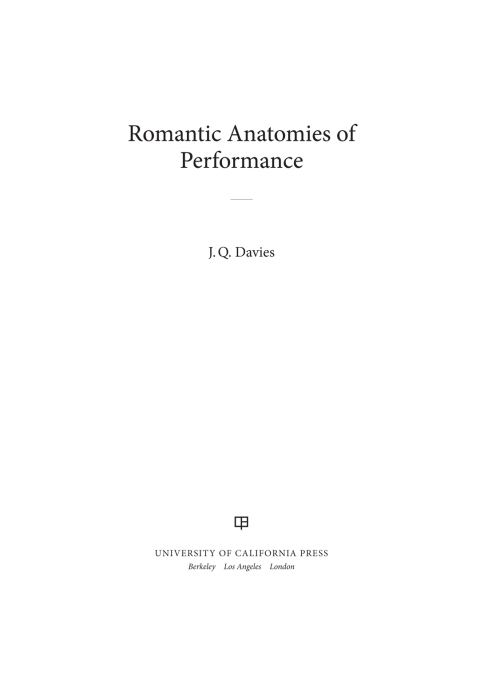 Cover image for book Romantic Anatomies of Performance