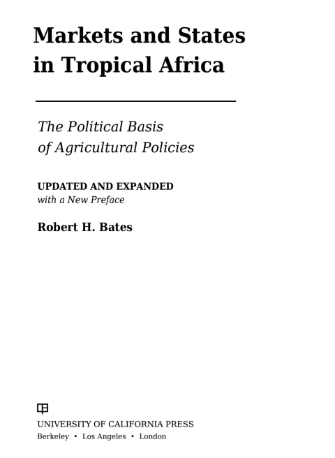 Cover image for book Markets and States in Tropical Africa