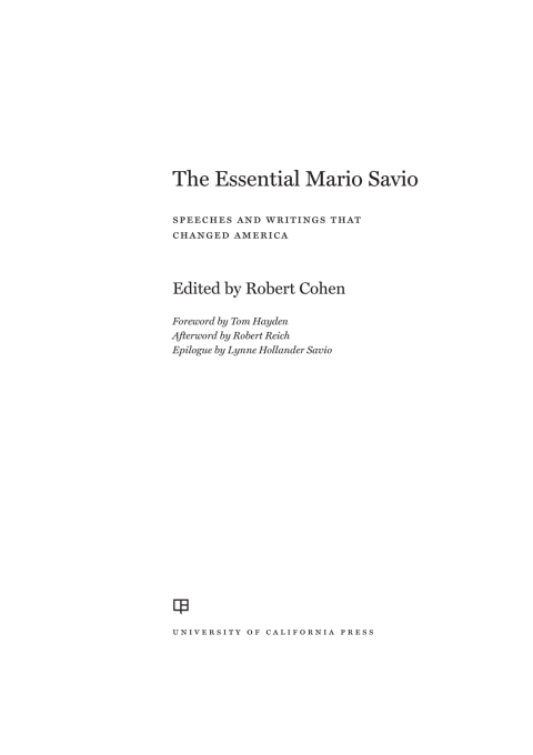 Cover image for book The Essential Mario Savio