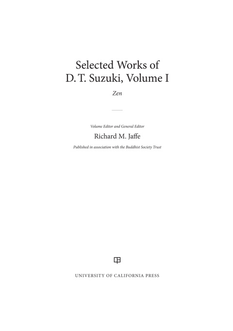 Cover image for book Selected Works of D.T. Suzuki, Volume I