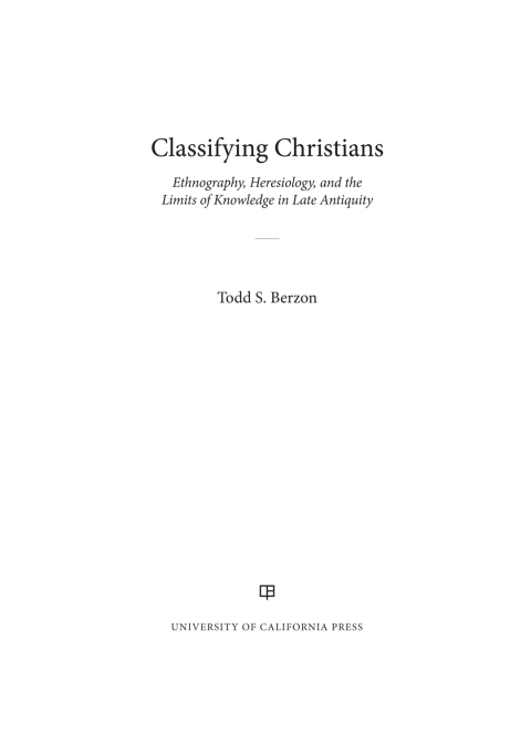 Cover image for book Classifying Christians