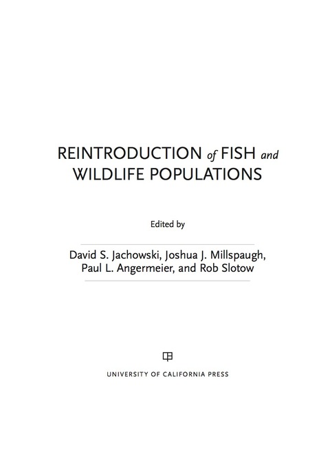 Cover image for book Reintroduction of Fish and Wildlife Populations
