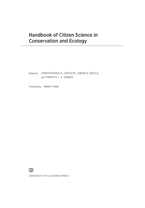 Cover image for book Handbook of Citizen Science in Ecology and Conservation