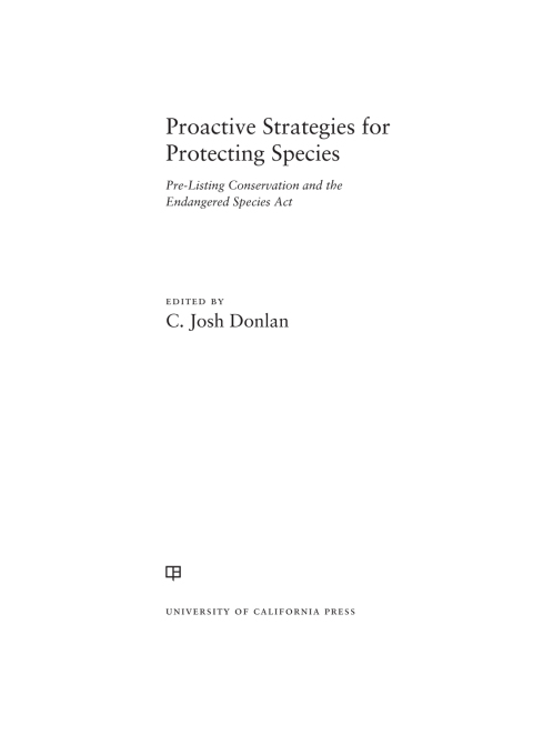 Cover image for book Proactive Strategies for Protecting Species