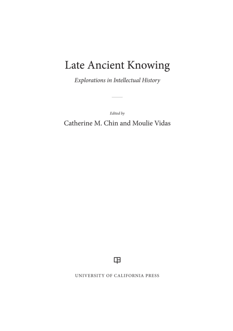 Cover image for book Late Ancient Knowing