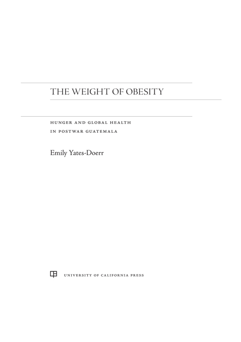 Cover image for book The Weight of Obesity