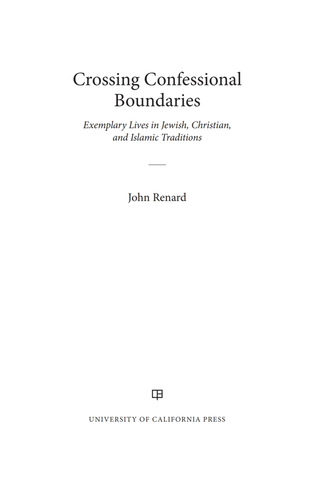 Page Fidelity Crossing Confessional Boundaries; $38.79