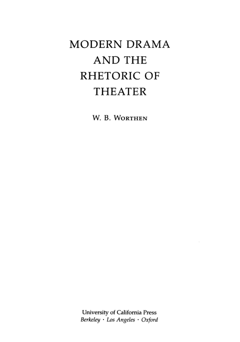 Cover image for book Modern Drama and the Rhetoric of Theater