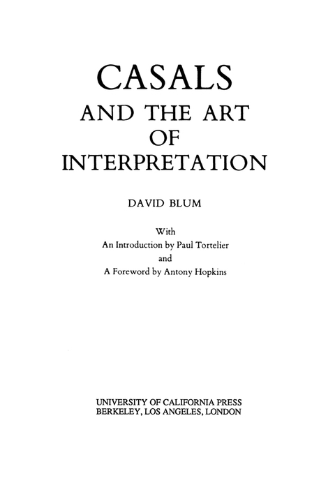 Cover image for book Casals and the Art of Interpretation