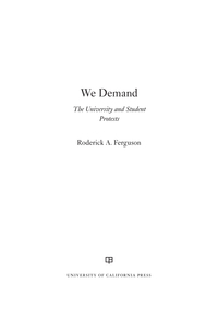 Cover image: We Demand 1st edition 9780520293007