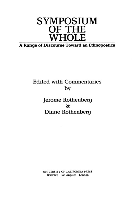 Cover image for book Symposium of the Whole