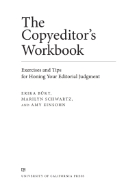 صورة الغلاف: The Copyeditor's Workbook 1st edition 9780520294356