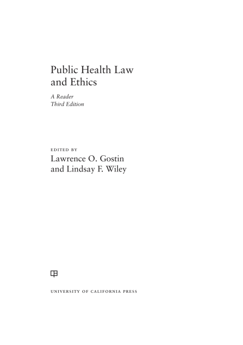 Cover image for book Public Health Law and Ethics