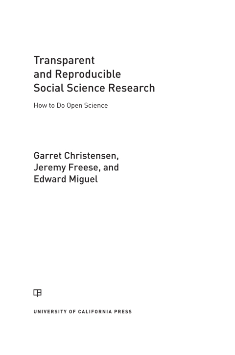 Cover image for book Transparent and Reproducible Social Science Research