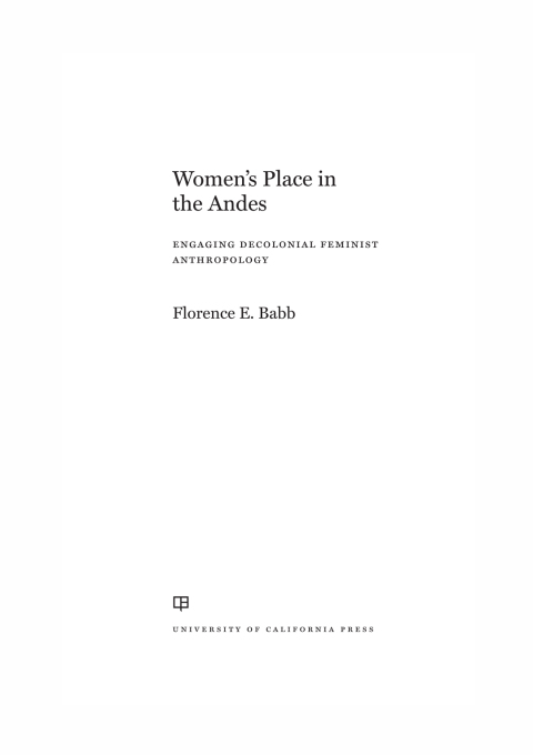 Cover image for book Women's Place in the Andes