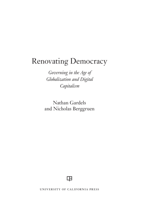 Cover image for book Renovating Democracy