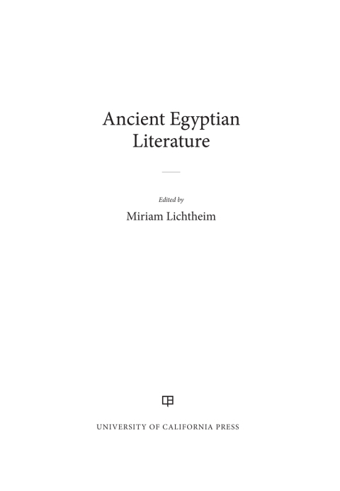 Cover image for book Ancient Egyptian Literature