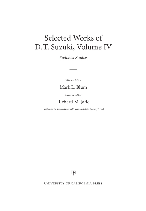 Cover image for book Selected Works of D.T. Suzuki, Volume IV