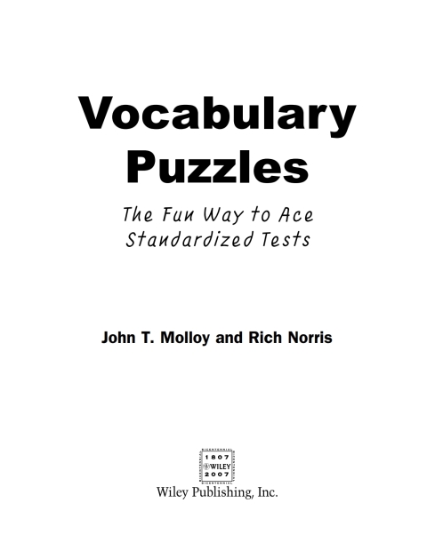 Cover image for book Vocabulary Puzzles