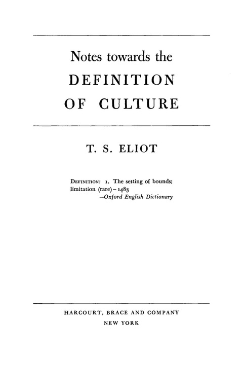 Cover image for book Notes Towards the Definition of Culture
