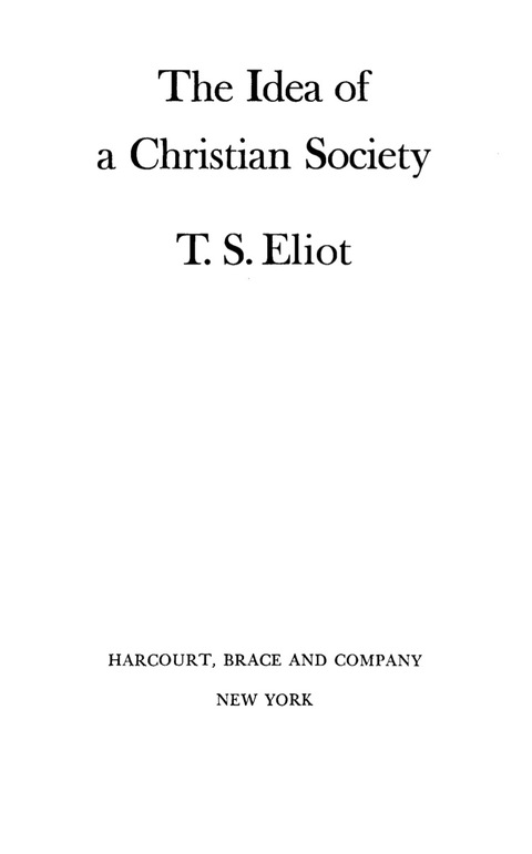 Cover image for book The Idea of a Christian Society