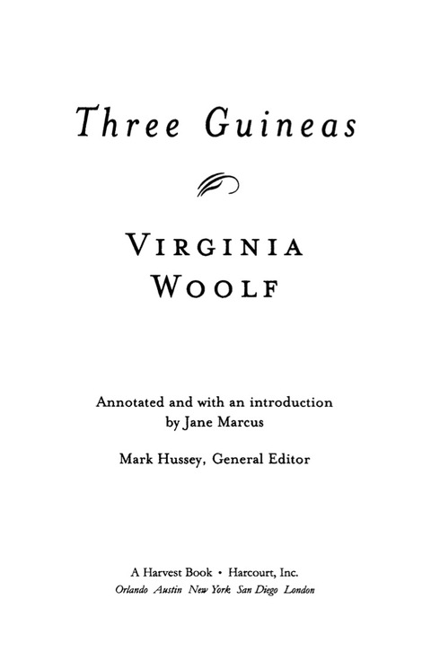 Cover image for book Three Guineas (annotated)