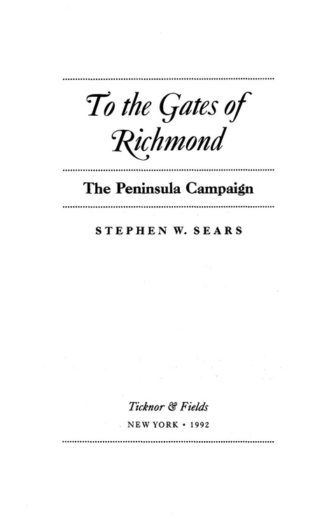 Cover image for book To the Gates of Richmond