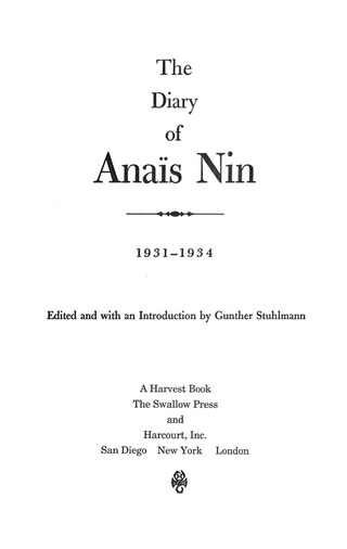 The Diary of Anaïs Nin, 1931–1934