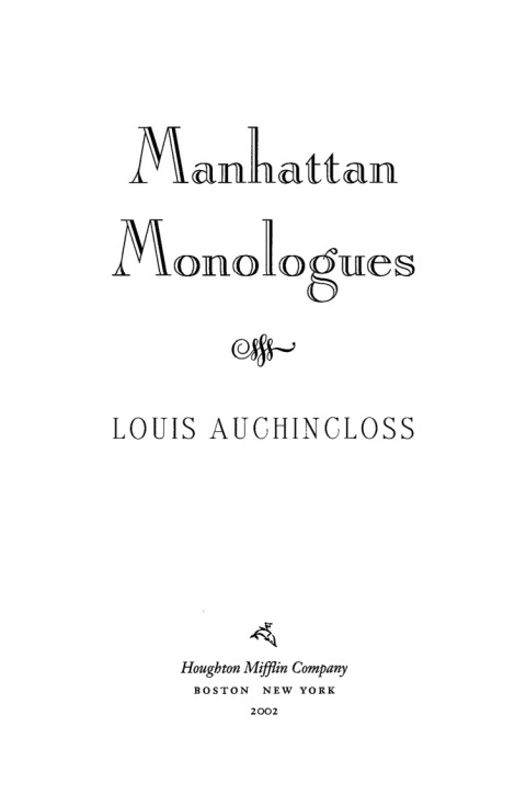 Cover image for book Manhattan Monologues