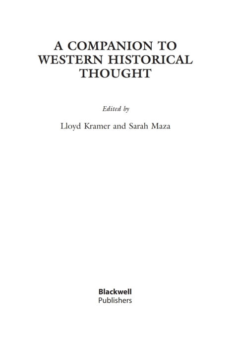 A Companion to Western Historical Thought 
